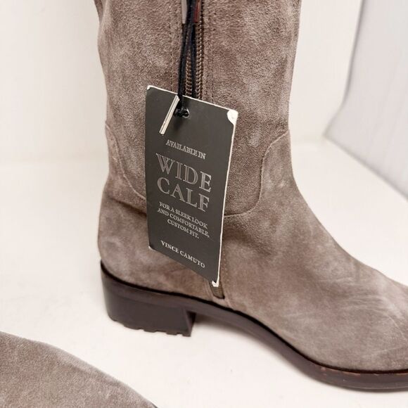 Vince Camuto WIDE CALF Jorshie Suede Grey Knee High Boots Size 7 - Picture 3 of 8